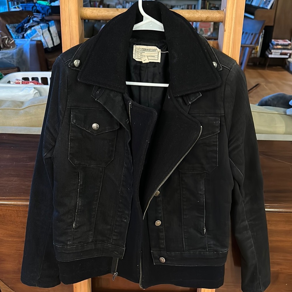 Current/Elliott Denim and Wool Moto Jacket sz. 1 (Small) purchased at Barneys NY